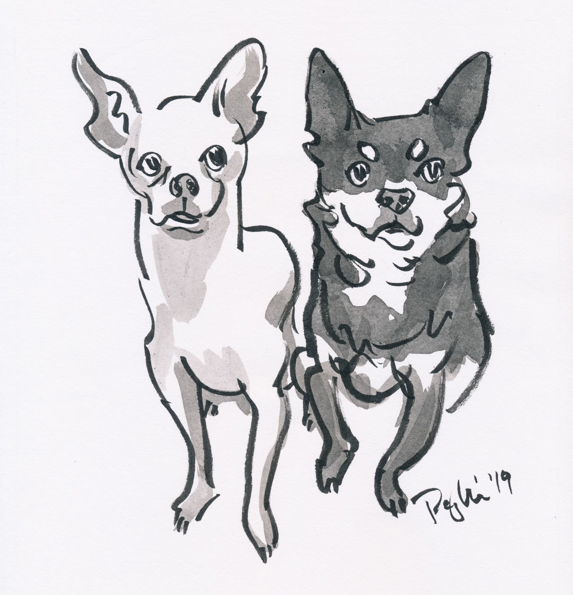 Two Pets Portrait | Popkin's Pet Portraits