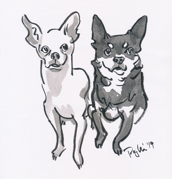 Two Pets Portrait | Popkin's Pet Portraits